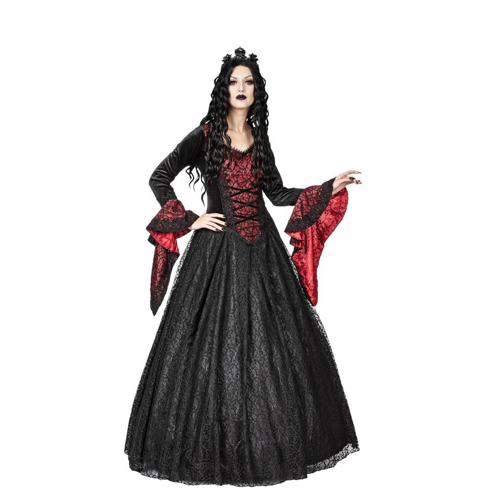 Sinister - 1211 Long dress - Black/Burgundy